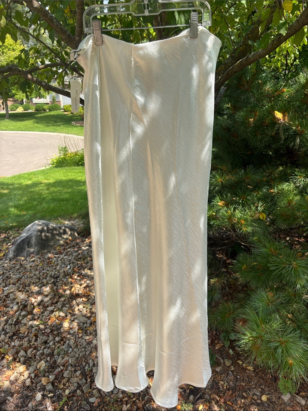 Elegant White Satin Maxi Skirt